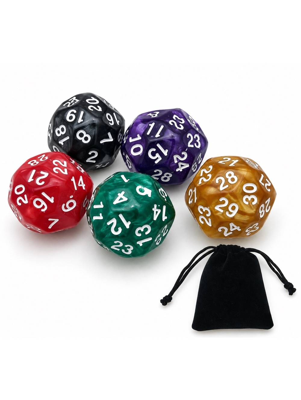 SmartDealsPro 5-Pack D30 Polyhedral Dice w/ Pouch Never Used D&D RPG MTG